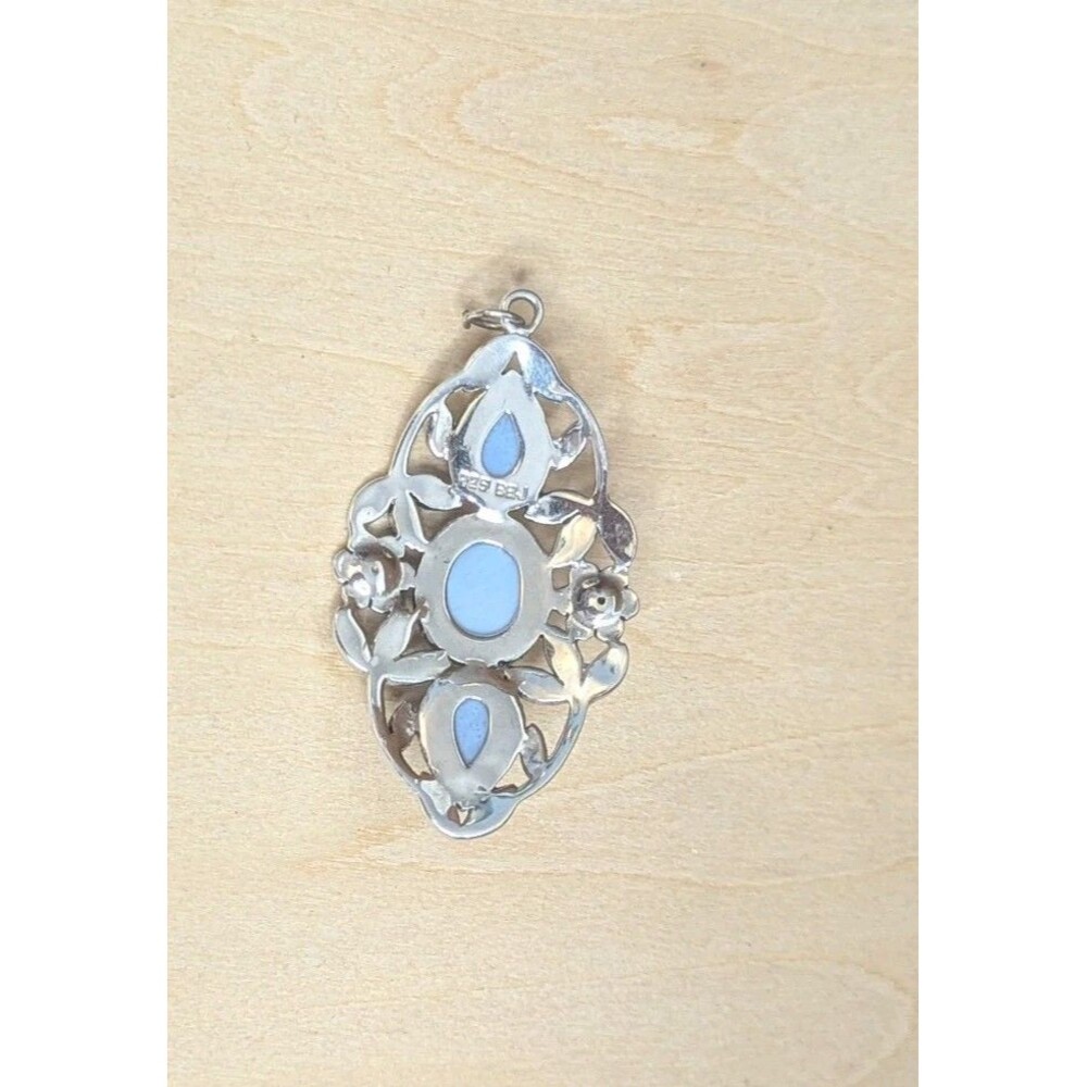 Blue Opal Gemstone Enhancer/Pendant in Sterling Silver - Picture 2 of 2